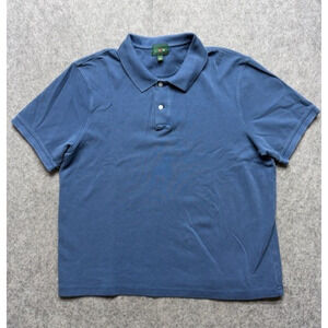 J Crew Polo Shirt Mens Large Blue Pique 100% Cotton Oarsman Casual Golf Preppy